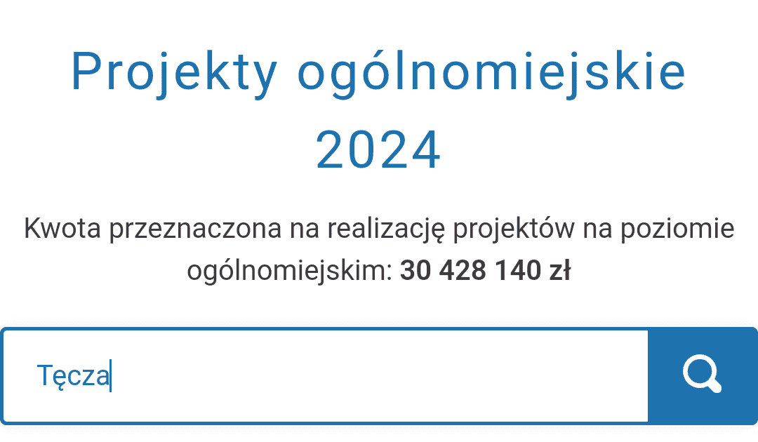 Pole wyszukiwania na stronie Budżetu Obywatelskiego