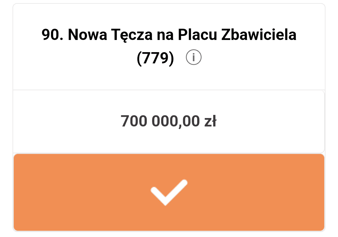 Wybrany projekt Nowa Tęcza w Budżecie Obywatelskim